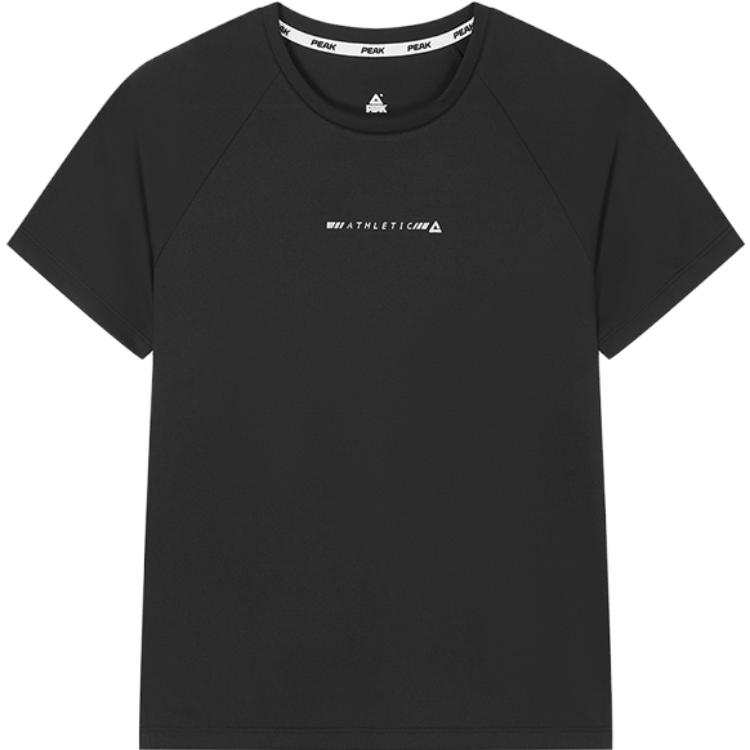 PEAK T Shirts Women's Black Crew Neck Moderate Straight Fit