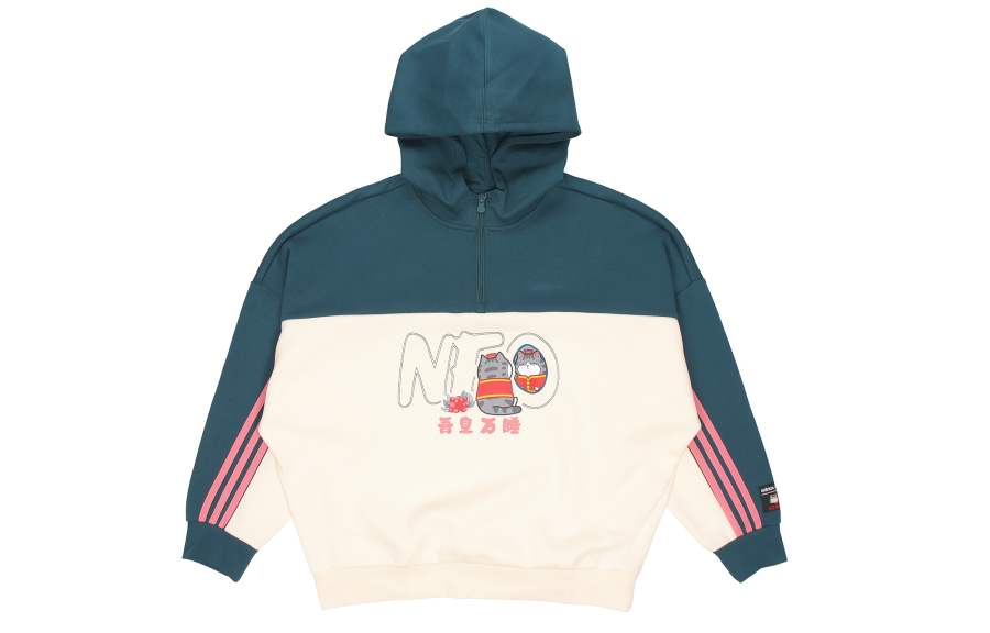 Adidas Neo X My King Mansleep Adidas Neo CNY Collection Sweatshirts Women's Water Duck Green Hooded Moderate Regular