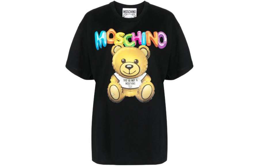 MOSCHINO T Shirts Women's Black Crew Neck Moderate Straight Fit