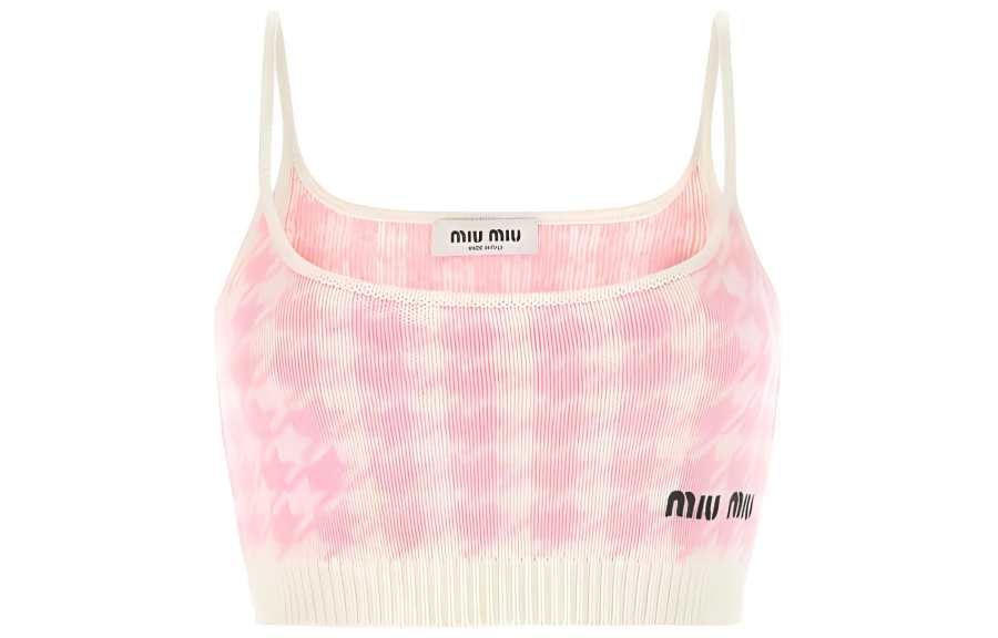 MIU MIU Camisoles Women's Pink Square Collar Moderate Straight Fit