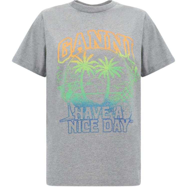 GANNI Logo print Cotton T shirt