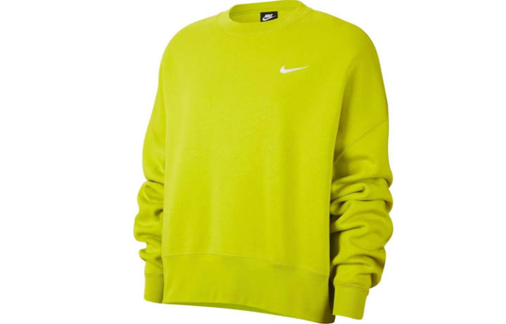 Nike Nike Embroidery Logo Crew Neck Thickened And Fleece Lined Sweatshirt Women's Mustard