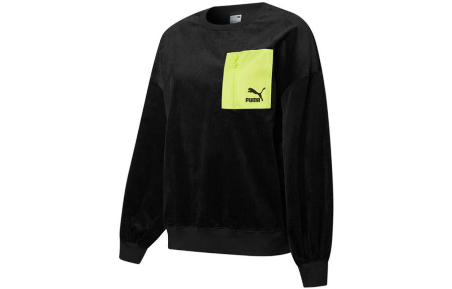 PUMA Sweatshirts Women's Black Crew Neck Moderate Regular