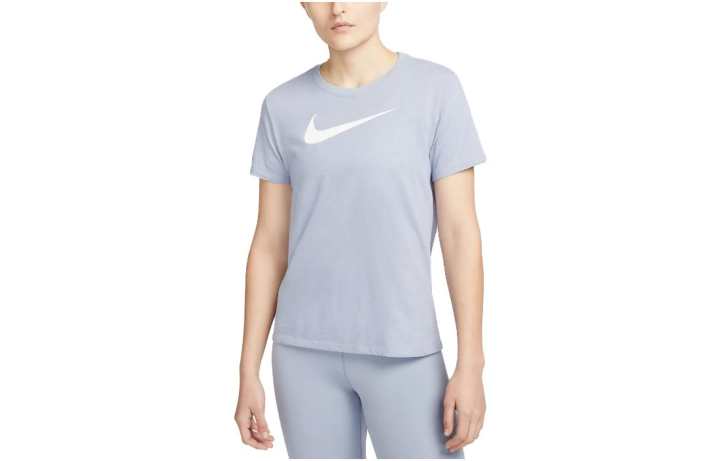 Nike Nike T Shirts Women's Steel Blue Crew Neck Moderate Straight Fit