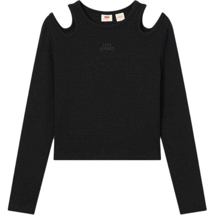 Levis T Shirts Women's Black Crew Neck Moderate