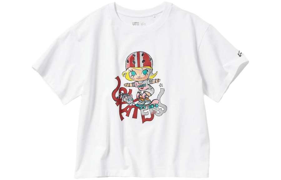 UNIQLO X POP MART SS23 Drop Shoulder Sleeve T Shirt Women's White