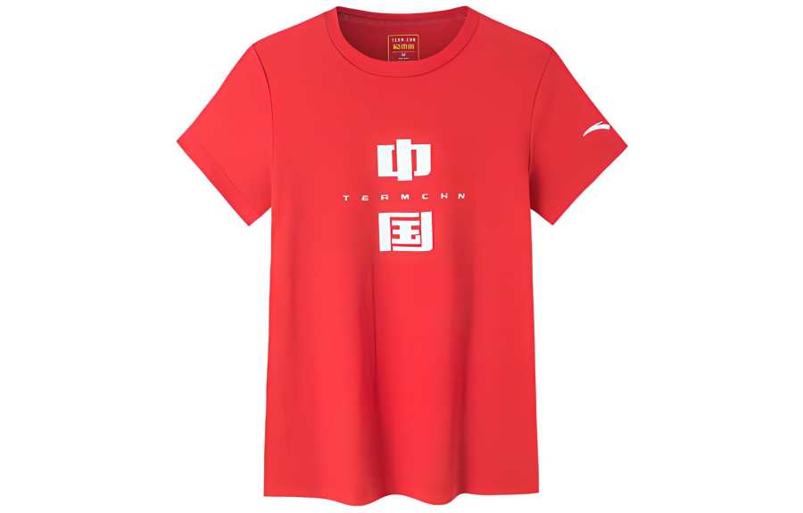 ANTA Variety Training Collection T Shirts Women's Red Crew Neck Moderate Straight Fit