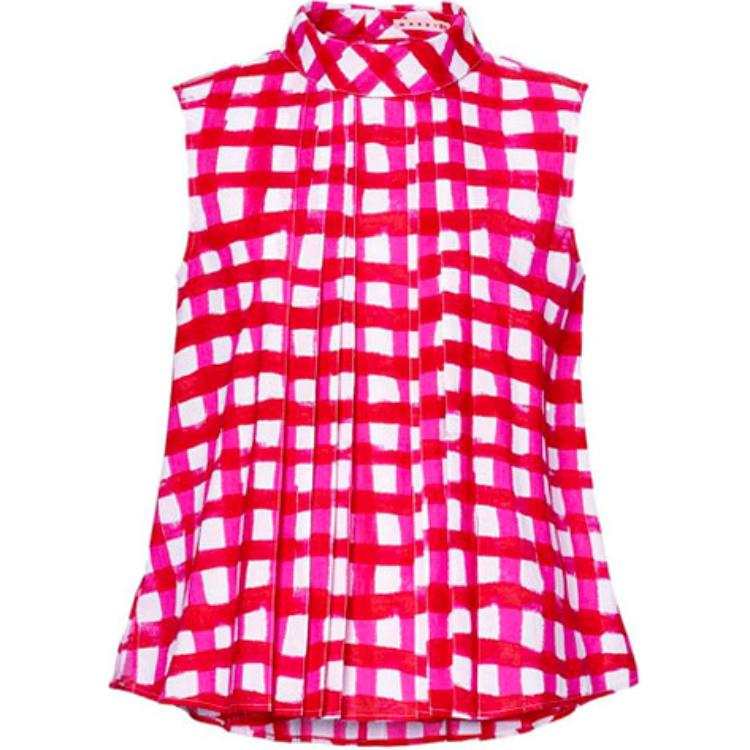 UNIQLO X Marni Women's Check Tuck Blouse Pink