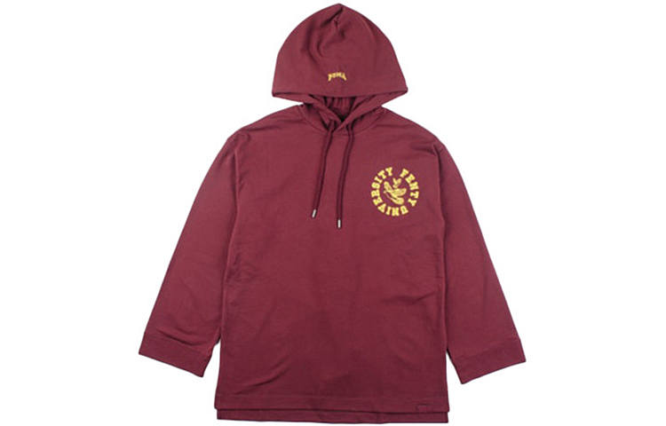 PUMA Sweatshirts Women's Burgundy Hooded Moderate Regular