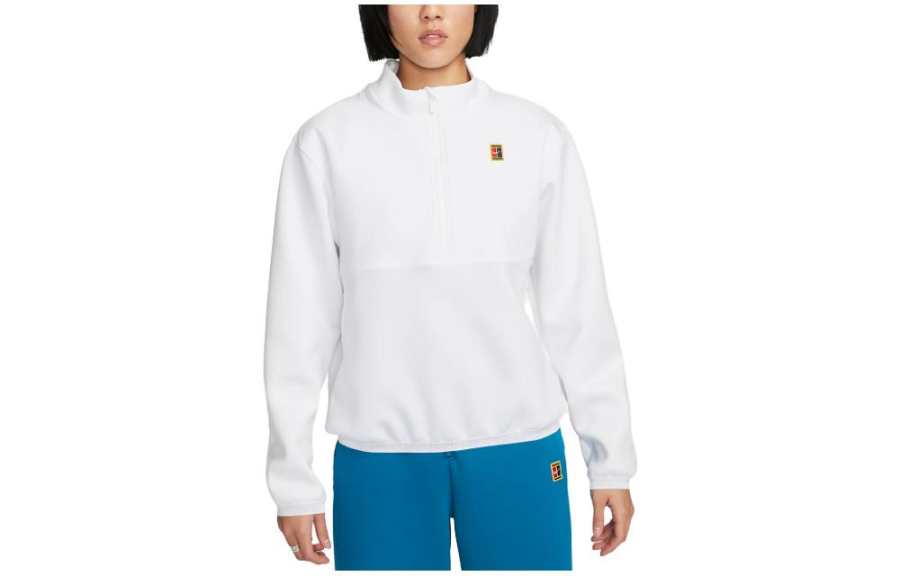 Nike Nike T Shirts Women's White Stand Collar Moderate Straight Fit