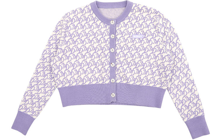 Nerdy Knitwear Women's Purple Crew Neck Moderate Cardigan