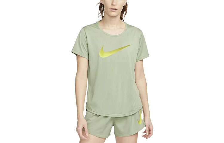 Nike Nike T Shirts Women's Oil Green Crew Neck Moderate Straight Fit
