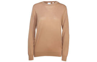 Burberry Women's Vintage Check Patch Merino Wool Sweater Beige