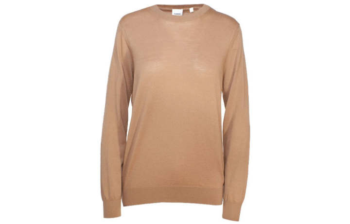 Burberry Burberry Women's Vintage Check Patch Merino Wool Sweater Beige
