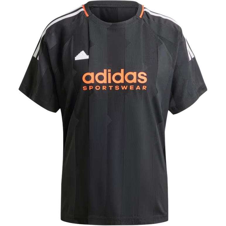 Adidas Adidas Women's Tiro Cut 3 Stripes Jacquard Boyfriend T Shirt Black