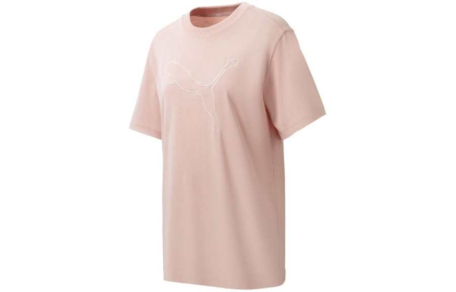 PUMA T Shirts Women's Rose Pink Crew Neck Moderate Straight Fit
