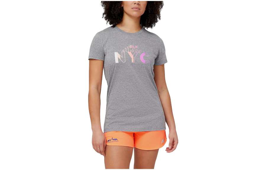 New Balance New Balance T Shirts Women's Gray Crew Neck Moderate Straight Fit