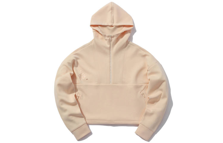 Li-Ning Li Ning Sweatshirts Women's Vanilla Apricot Hooded Moderate Regular