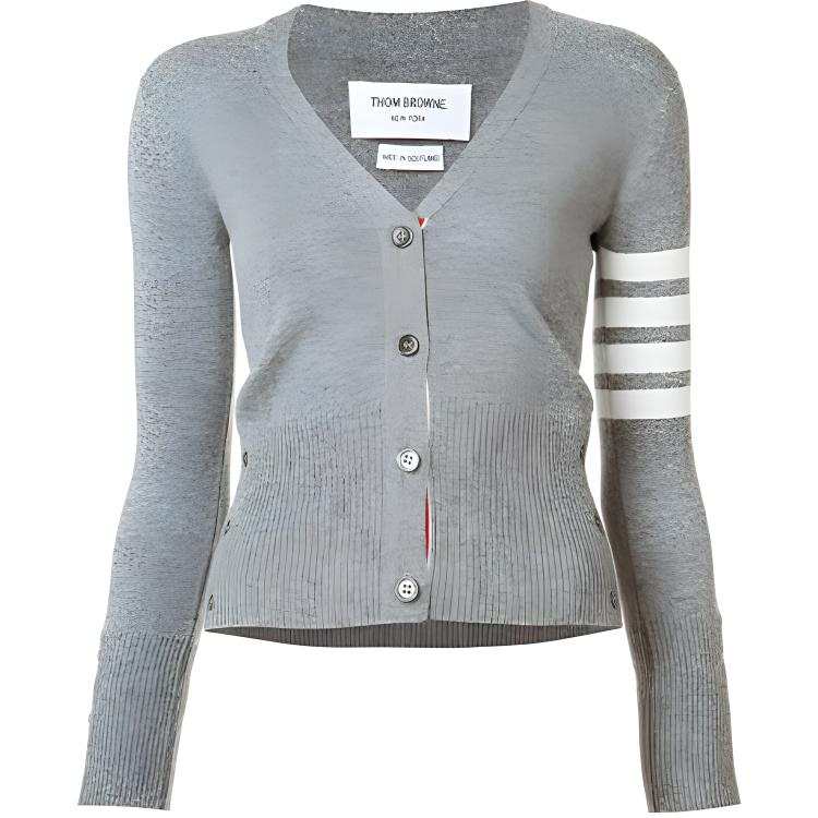 THOM BROWNE THOM BROWNE 4 Bar V Neck Cardigan