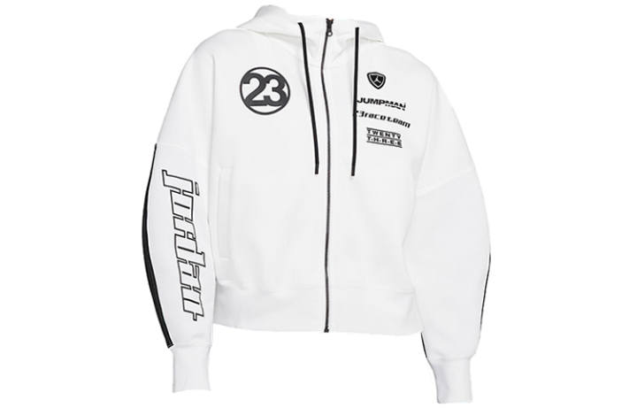 Jordan Jordan Sweatshirts Women's White Hooded Moderate Cardigan
