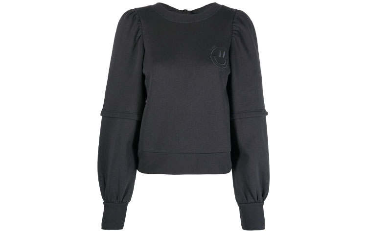 GANNI Sweatshirts Women's Black Crew Neck Moderate Cardigan