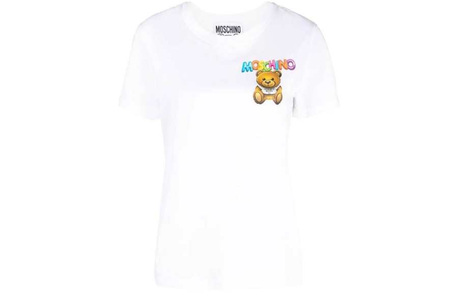 MOSCHINO Long Printed Crewneck T-Shirt
