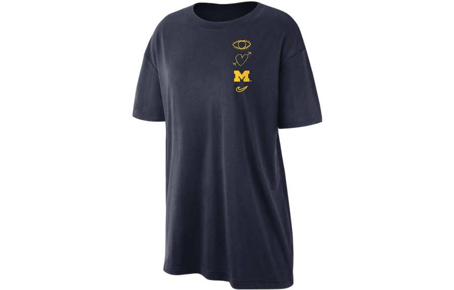 Nike Nike T Shirts Women's Marine Blue Crew Neck Moderate Straight Fit