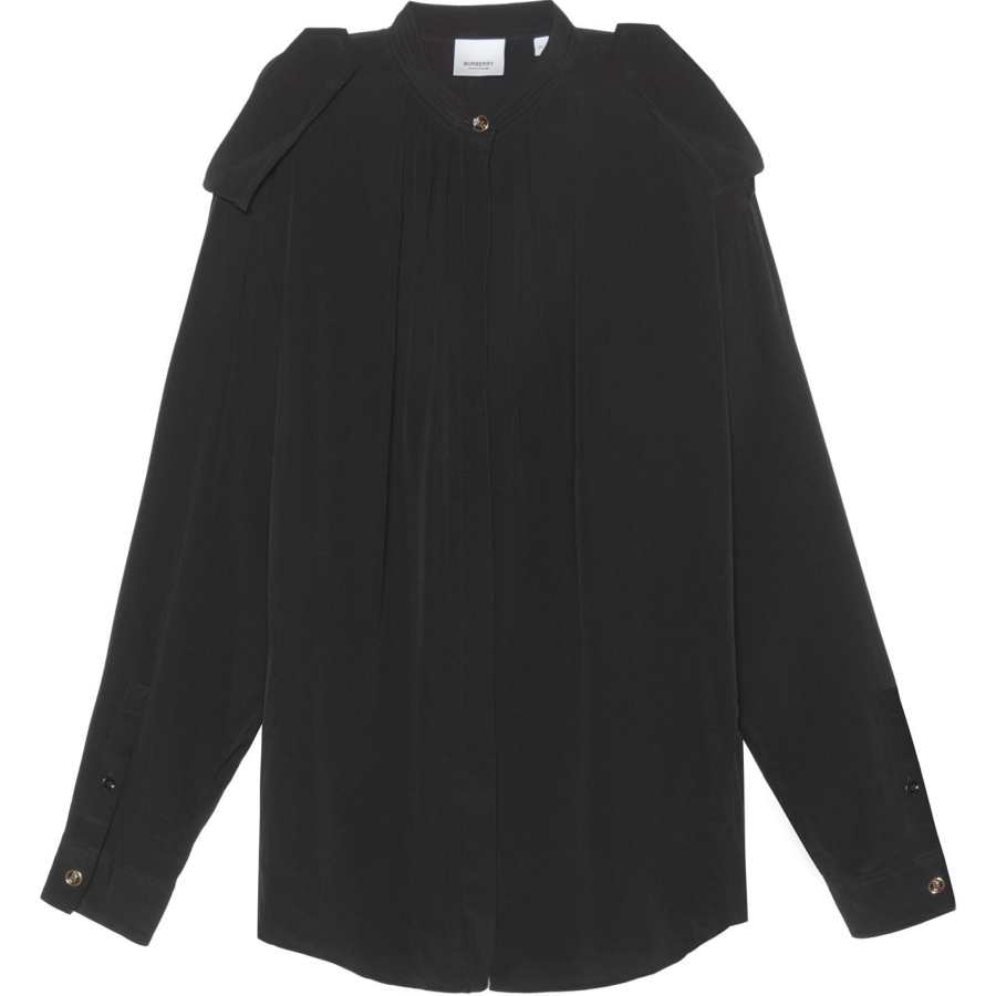 Burberry Shirts Women's Black Stand Collar Moderate Shirt