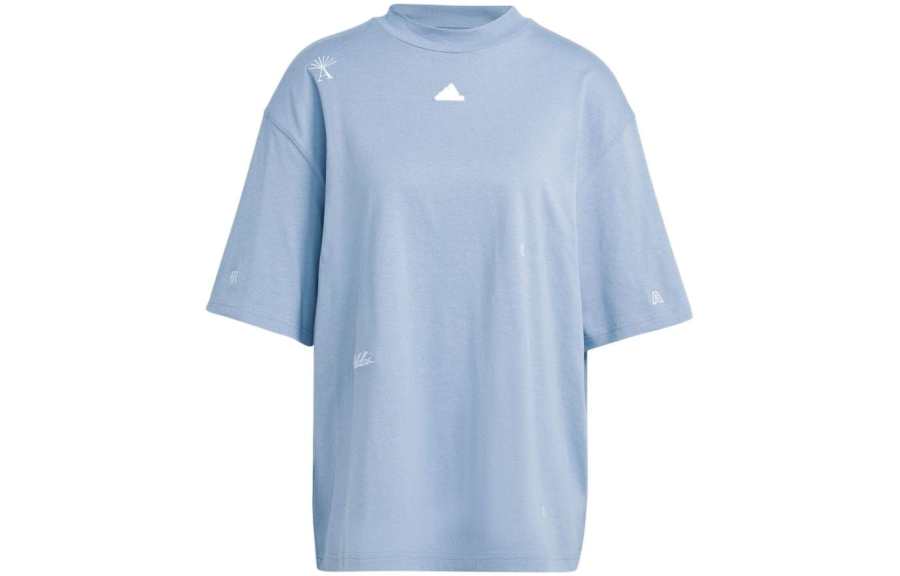 Adidas Adidas T Shirts Women's Silver Violet Crew Neck Moderate Straight Fit