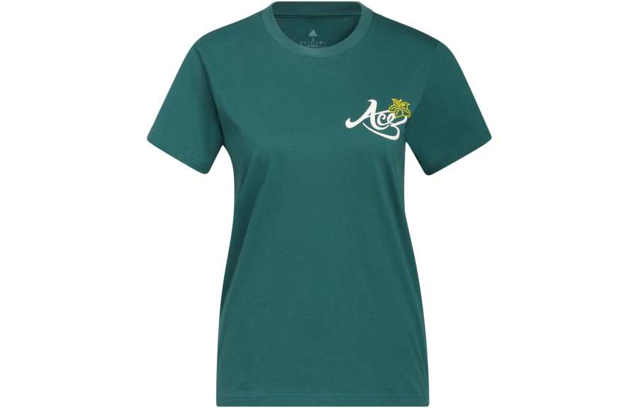 Adidas Adidas T Shirts Women's Dark Green Crew Neck Moderate Straight Fit