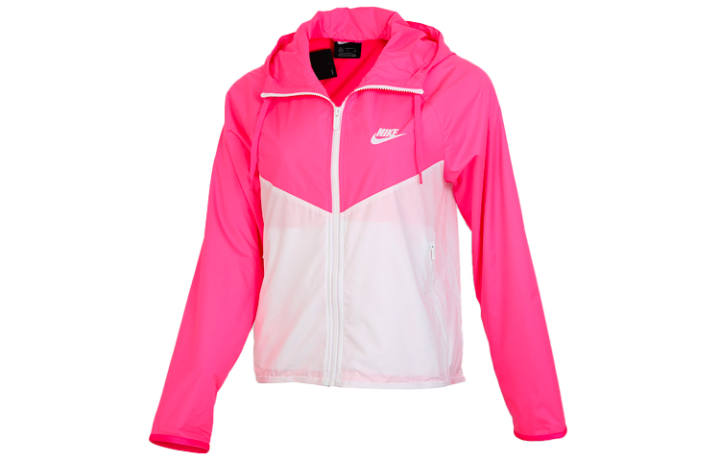 Nike Nike Sport Colorblock Zip-Up Hooded Water-Resistant Jacket White Pink