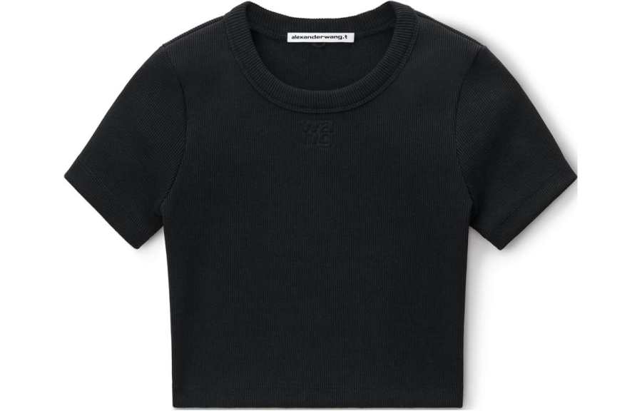 Alexander Wang T By Alexander Wang Logo Embossed Cropped Top