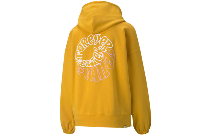 PUMA Sweatshirts Women's Yellow Hooded Moderate Regular