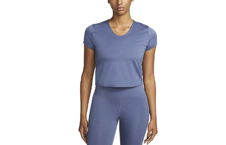Nike Nike T Shirts Women's Diffused Blue V Neck Moderate Straight Fit