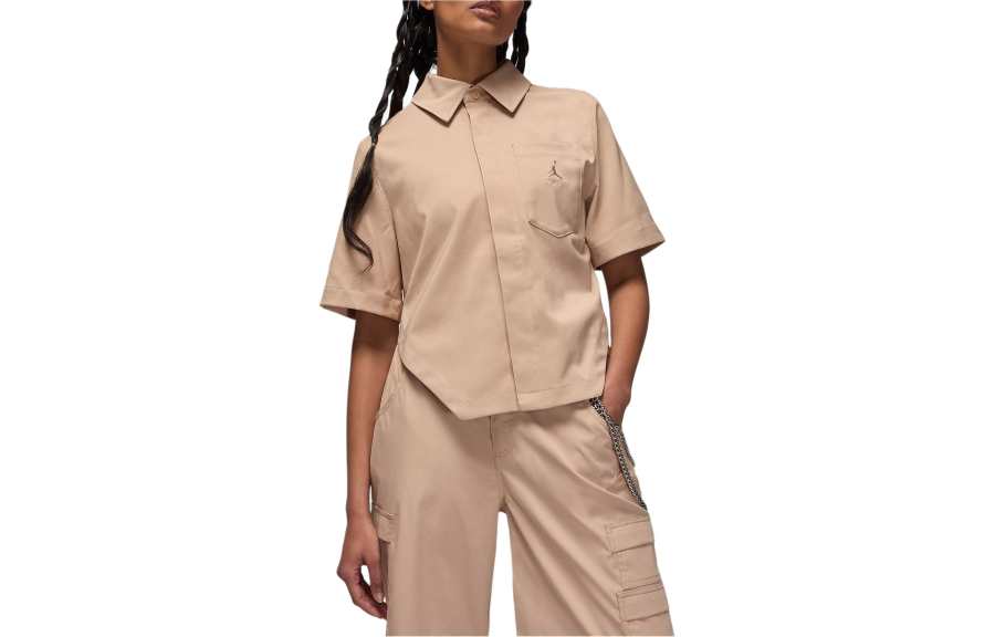 Jordan Jordan Women's Woven Crop Top Shirt Women's Brown