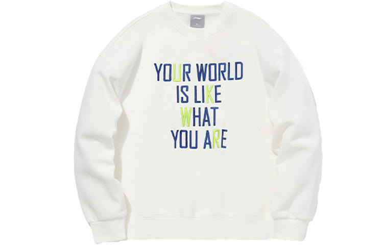 Li-Ning Li Ning CF Collection, Fleece Lined Thermal Casual Crew Neck Pullover Sweatshirt Winter Women's Ivory