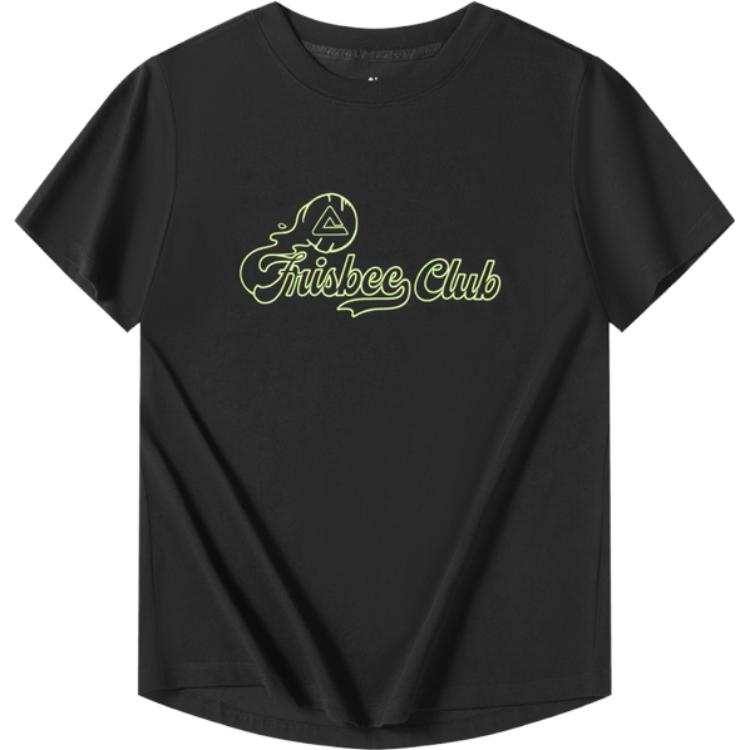 PEAK T Shirts Women's Black Crew Neck Moderate Straight Fit