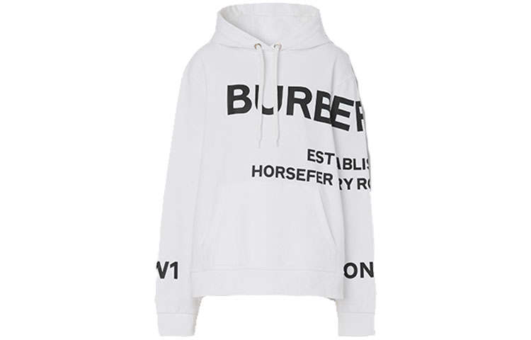 Burberry Horseferry Print Cotton Oversized Hoodie White