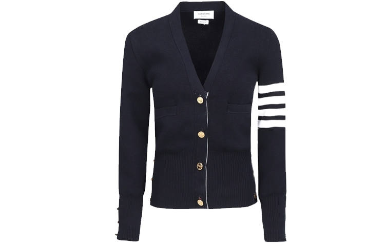 Thom Browne V-neck four-bar-stripe cardigan