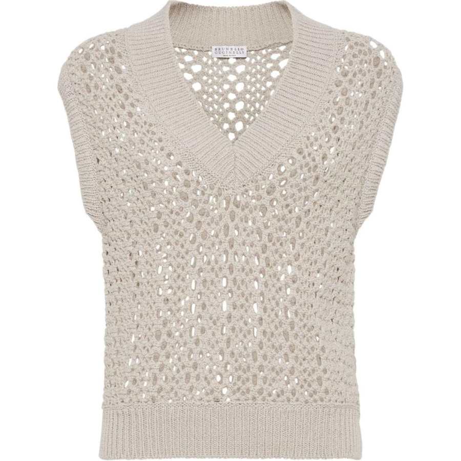 Brunello Cucinelli sleeveless open-knit top