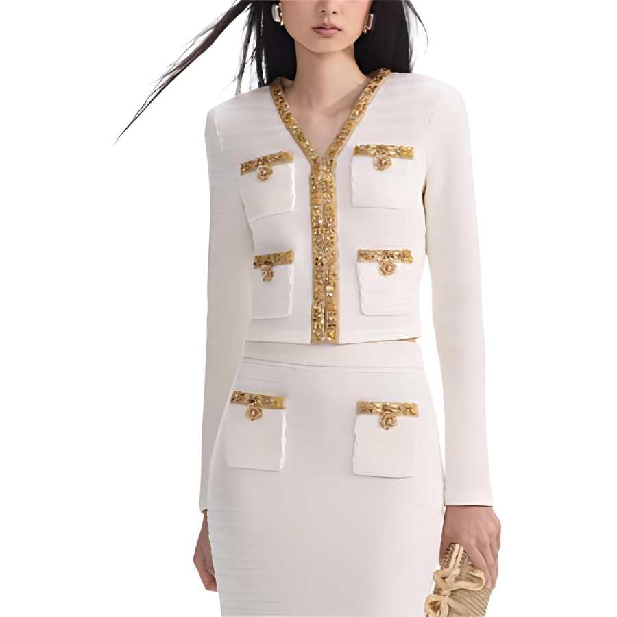 Self-portrait Lurex Knitted Cardigan