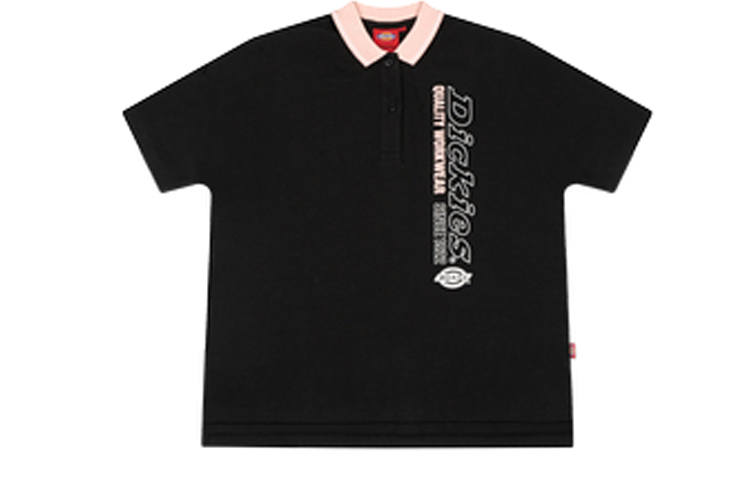 Dickies Polo Shirts Women's Black Polo Collar Moderate Straight Fit