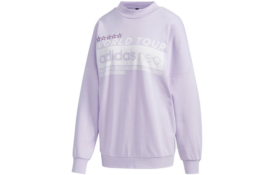 Adidas Neo Sweatshirts Women's Light Purple Crew Neck Moderate Regular