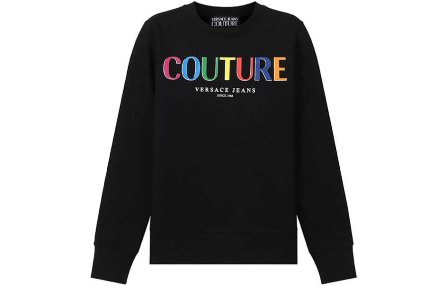 VERSACE JEANS COUTURE Sweatshirts Women's Black Crew Neck Moderate Regular