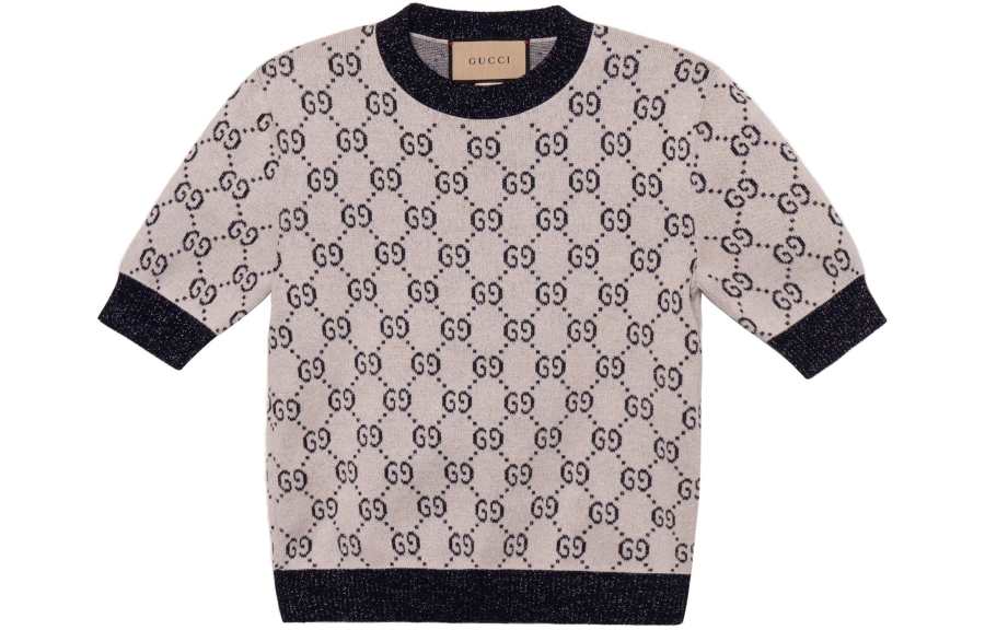 GUCCI GG-motif lamé knitted top