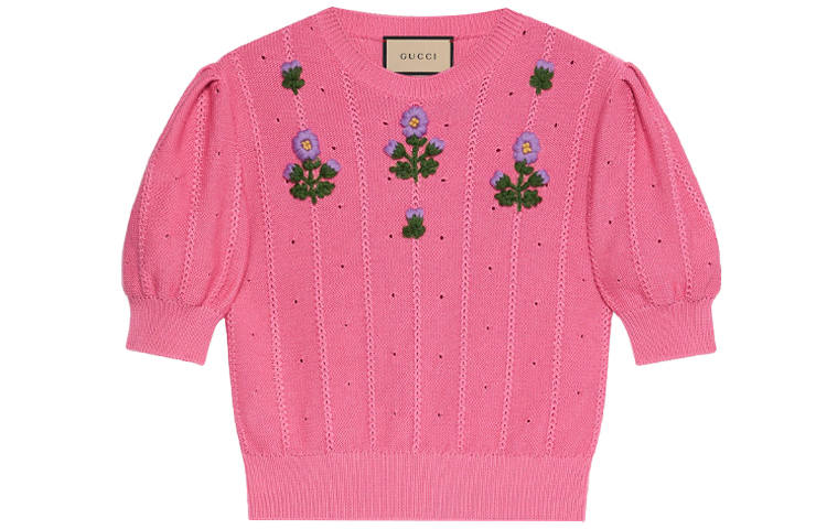 GUCCI 【Previous Season】floral embroidery knit top