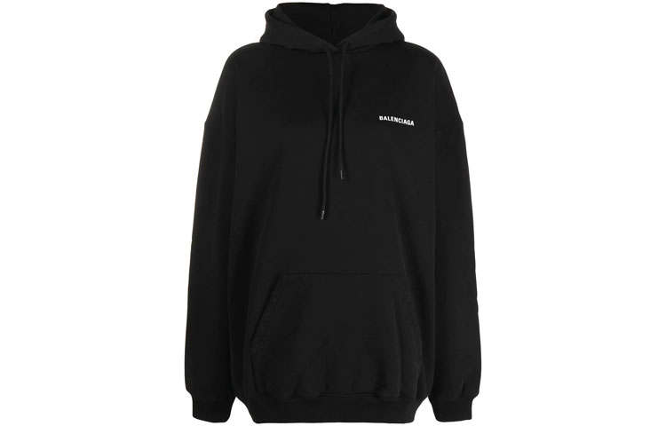 Balenciaga Sweatshirts Women's Black Hooded Moderate Regular