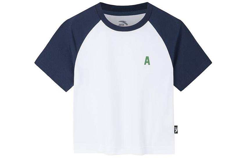 Anta Life Collection Raglan Sleeve T Shirt Women's Pure White/Dark Navy Blue