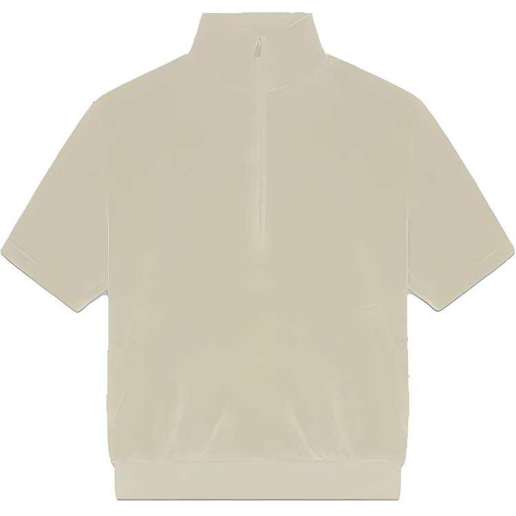 Fear Of God Essentials SS22 Women's Velour Mockneck Sea Foam Stand Collar Long Sleeved Half Zip Fleece Lined Sweatshirt