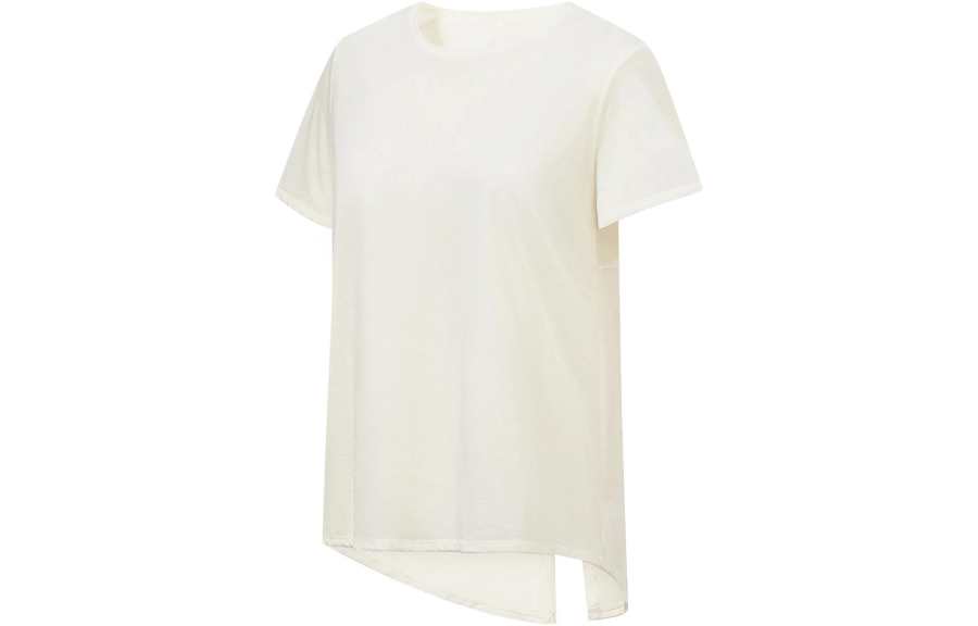 Li-Ning Li Ning Fitness Series T Shirts Women's Ecru Crew Neck Moderate Straight Fit
